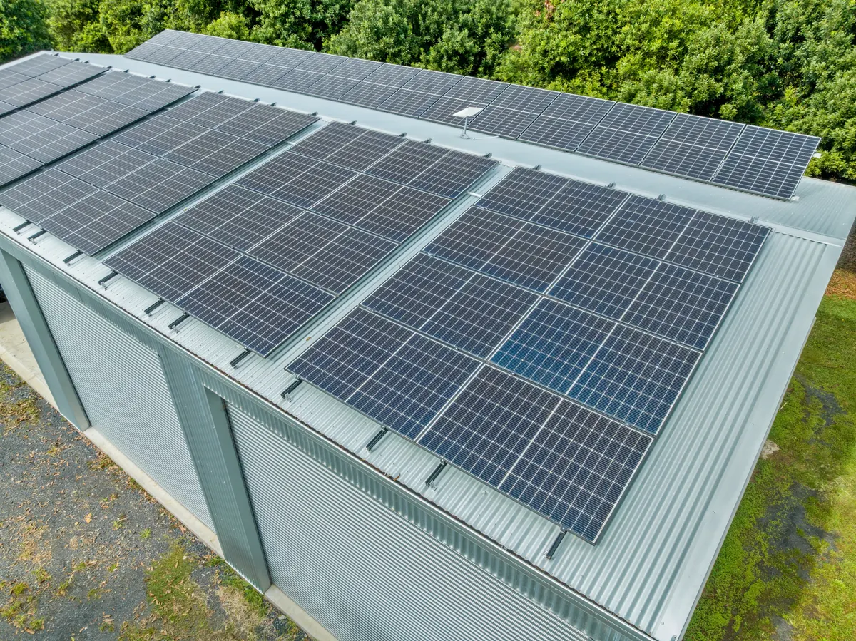 An all-black Solar Start array installed across a rural Northern NSW roof